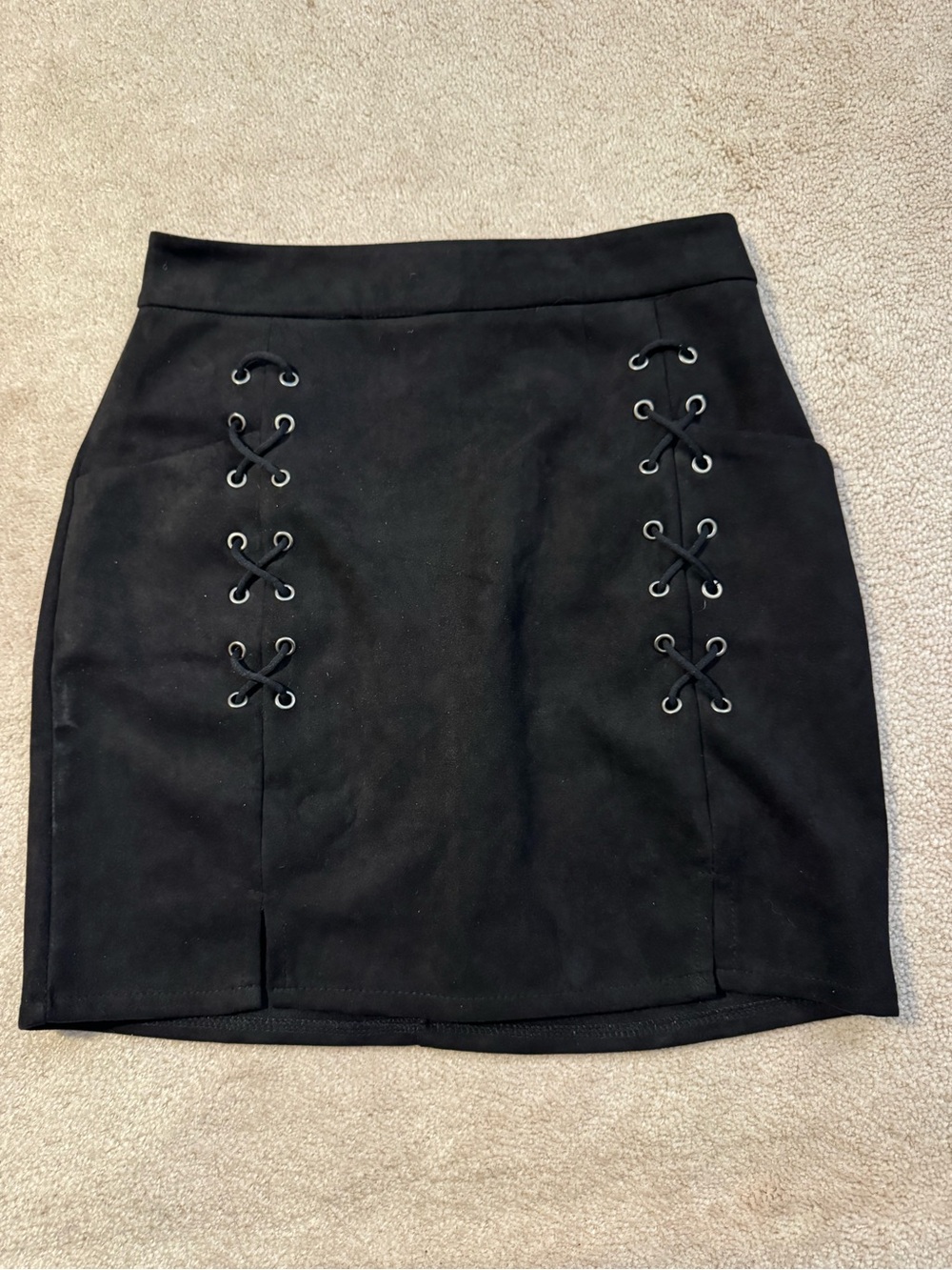Source Unknown Black Lace-Up Mini Skirt